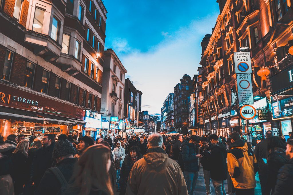 decorative image: crowd, city life